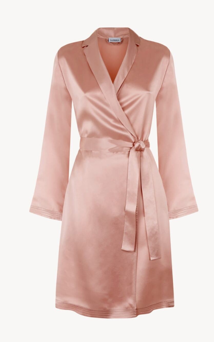 La Perla Powder pink silk short robe